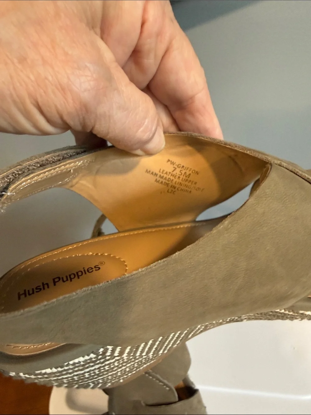 Hush Puppies Griffon Olive Green Suede Wedge Sandal